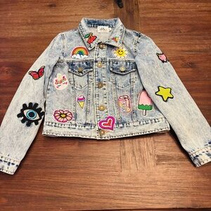 Lola + The Boys Colorful Patch Denim Jacket